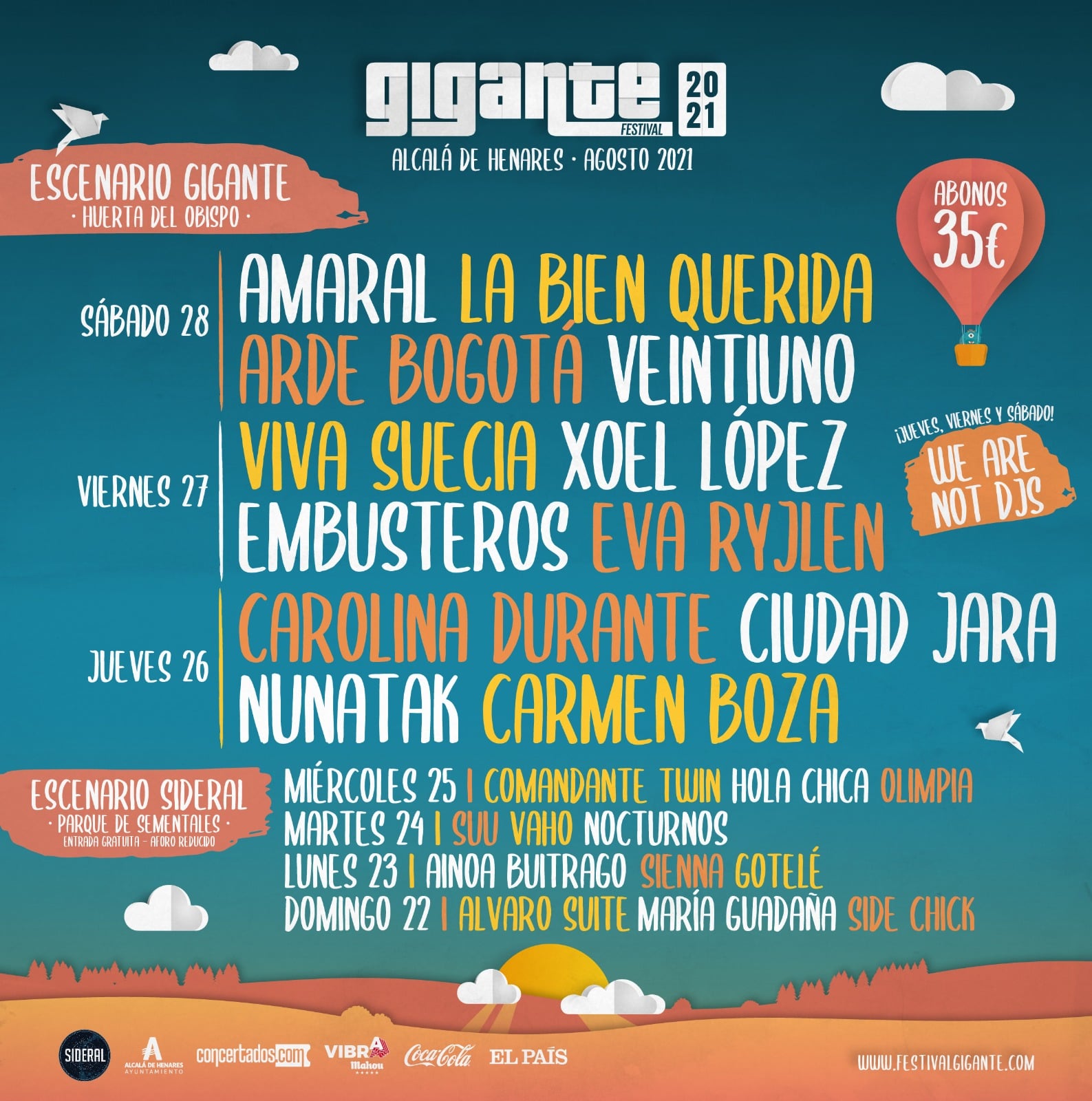 Festival Gigante 2021: Viva Suecia + Xoel López + Embusteros + Eva Ryjlen